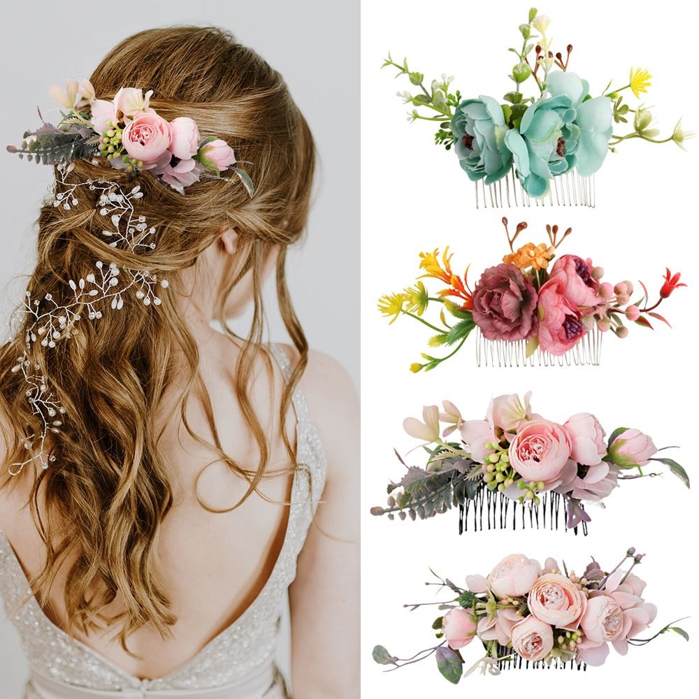 Wedding Ceremony Supply - 女性のための偽の花の弓,素朴なスタイル,花の葉,ヘアアクセサリー