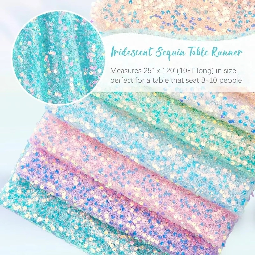Table Runner Sequin - 装飾テーブルランナー スパンコールテーブルランナー スパンコール生地 玉虫色の輝き マーメイドテーブルランナー 30cm×180cm