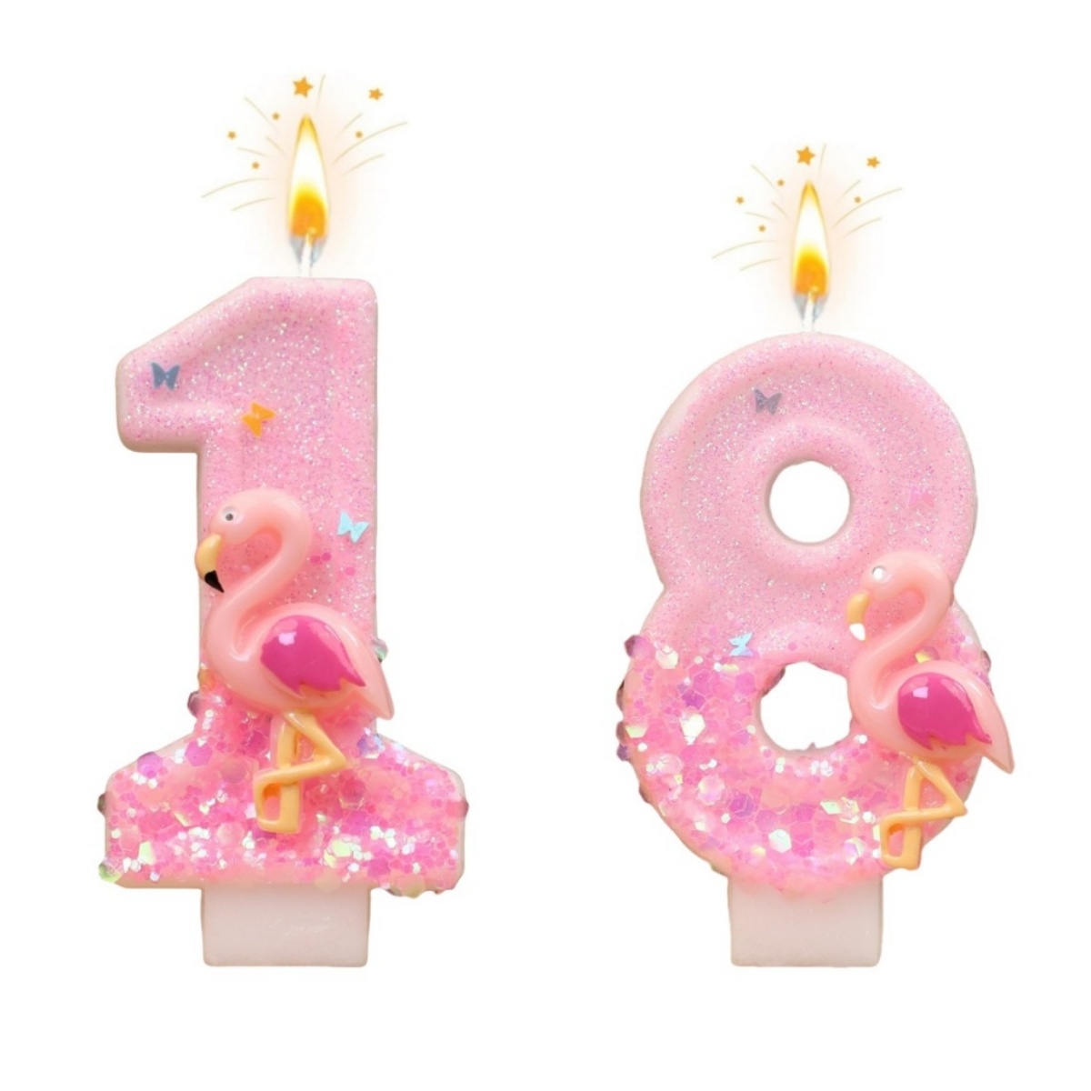 Unity Candle Set - 新しい0-9数字のバースデーキャンドル、オリジナルピンクグラデーションフラミンゴバースデーケーキデジタルパーティーアニバーサリーキャンドルデコレーション