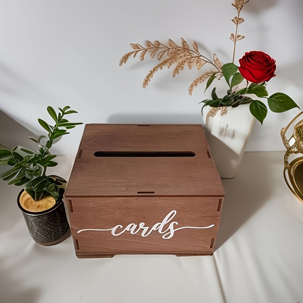 新しい木製ウェディングカードボックス装飾手作りギフトカード収 - Wedding Card Box のレビューと価格