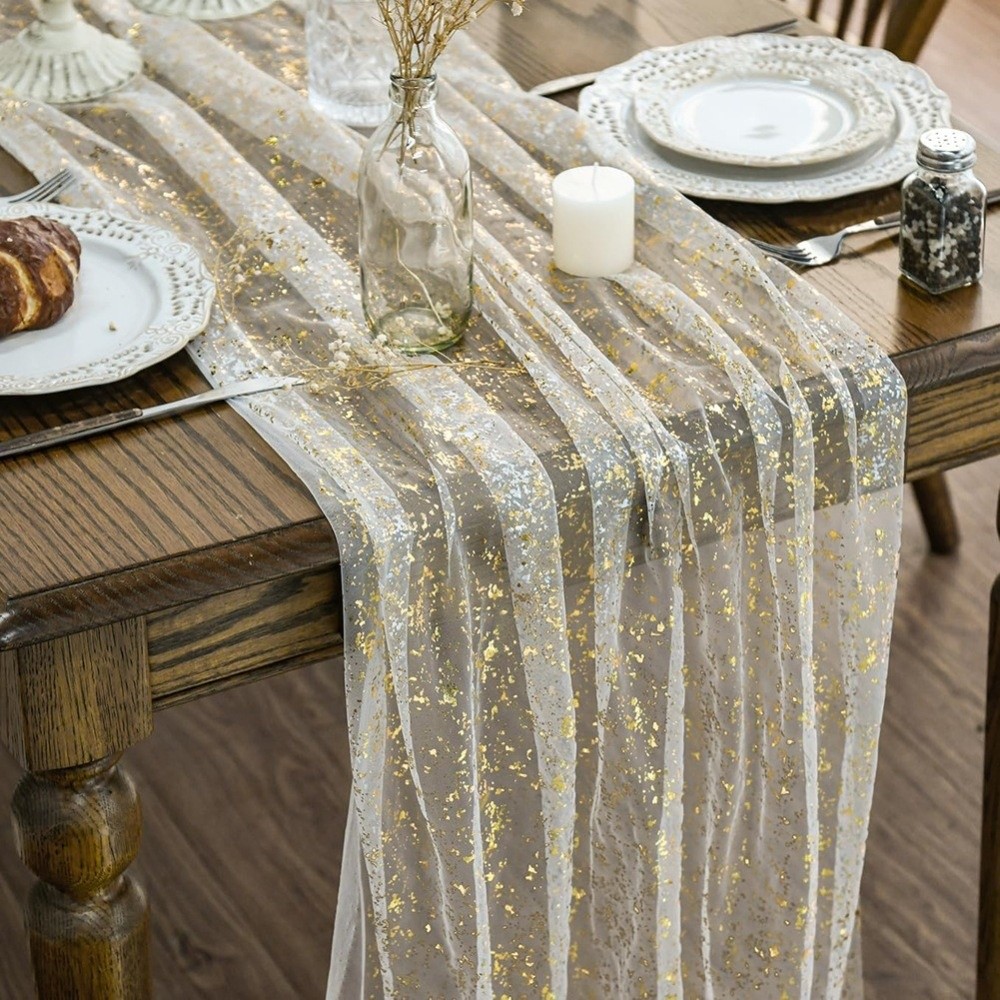 ゴールドスパンコールグリッターホットスタンプテーブルフラッグ - Table Runner Sequin のレビューと価格