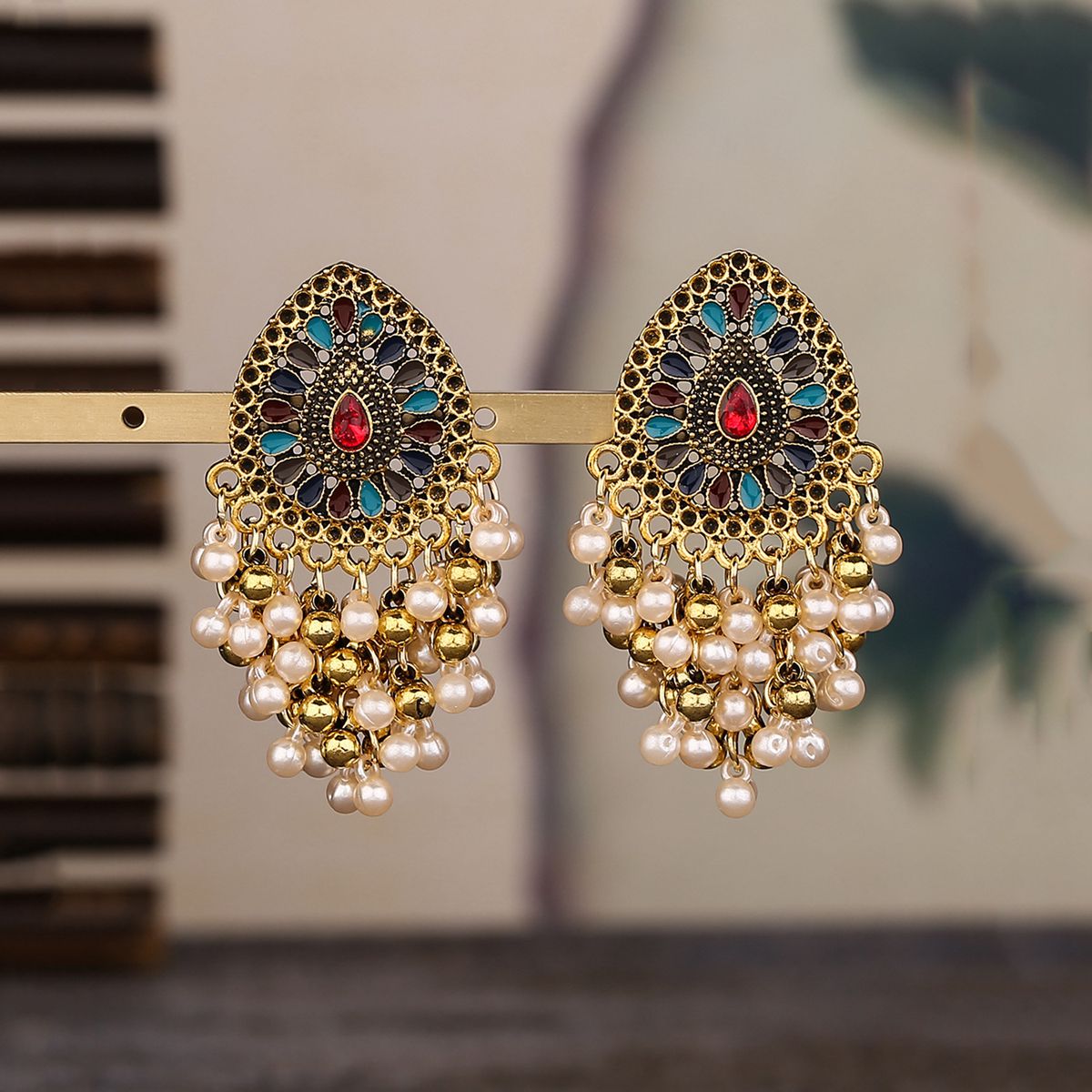 レトロなインドのジュエリー,女性のための水滴のイヤリング,K - Indian Wedding Supply のレビューと価格