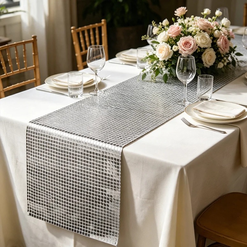 グリッタースパンコールテーブルランナー ミラーメタリックテー - Table Runner Sequin のレビューと価格