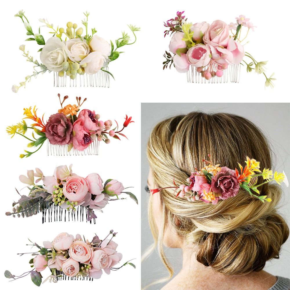 女性のための偽の花の弓,素朴なスタイル,花の葉,ヘアアクセサ - Wedding Ceremony Supply のレビューと価格