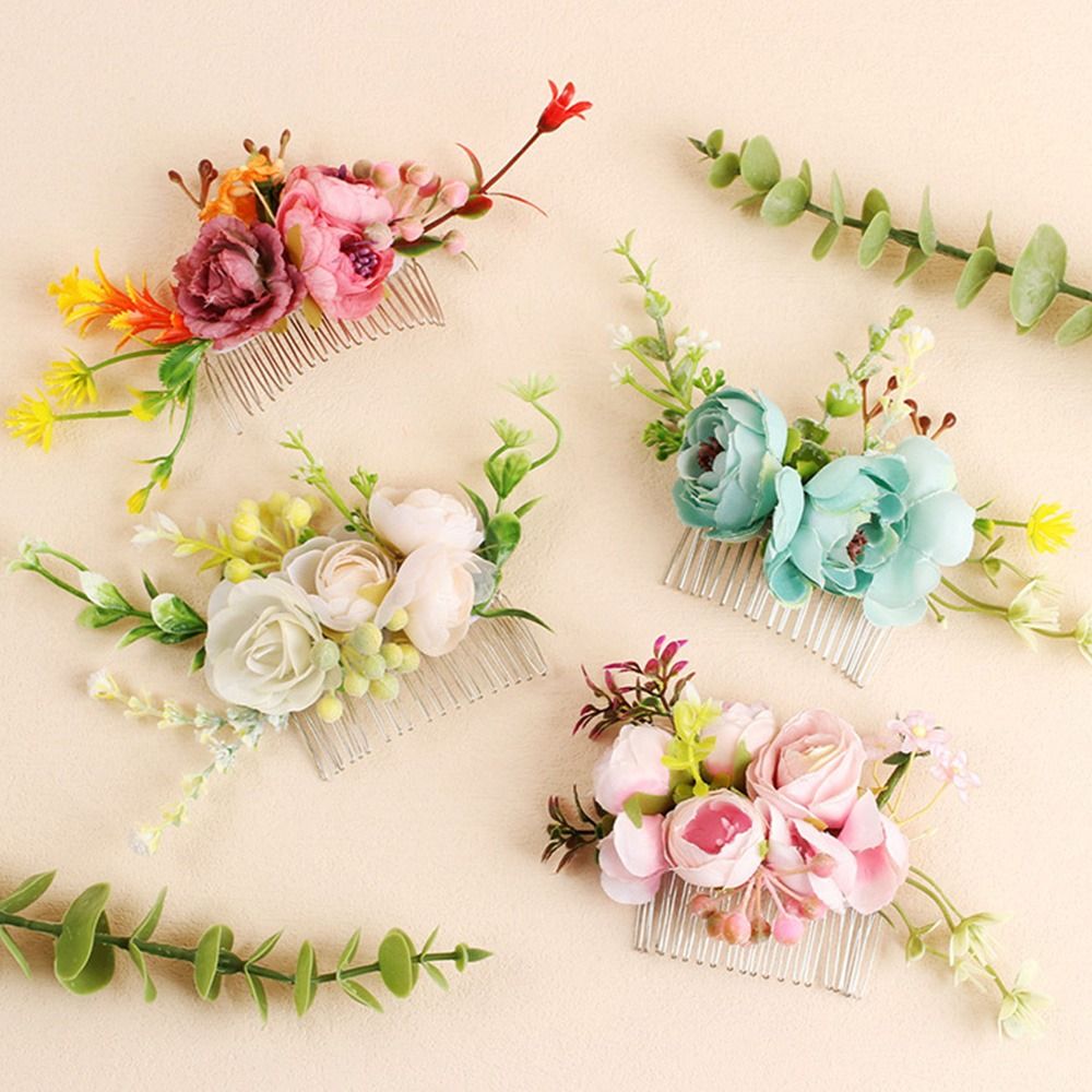 女性のための偽の花の弓,素朴なスタイル,花の葉,ヘアアクセサ - Wedding Ceremony Supply のレビューと価格