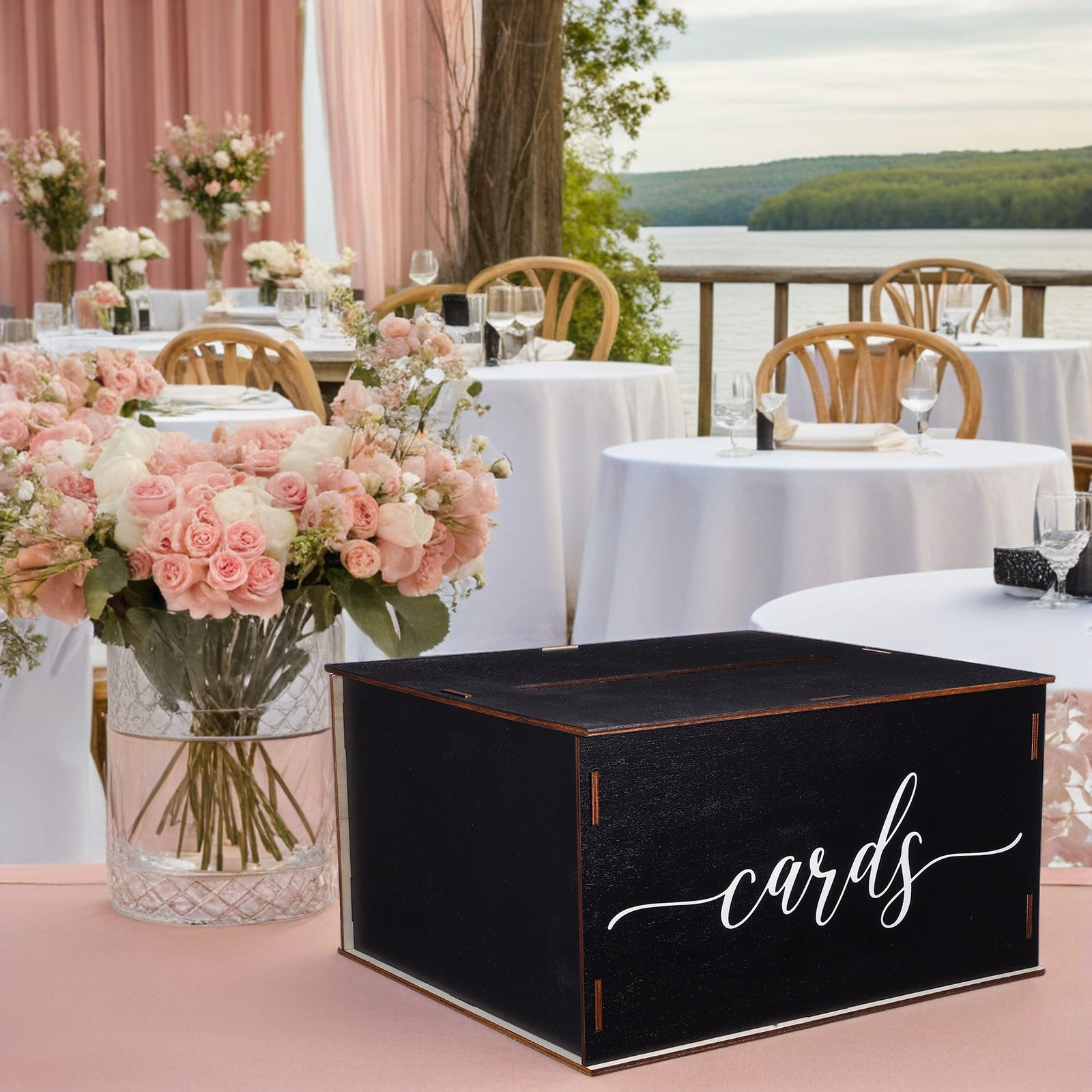 木製カードボックス ウェディング用 ラスティック封筒ホルダー - Wedding Card Box のレビューと価格