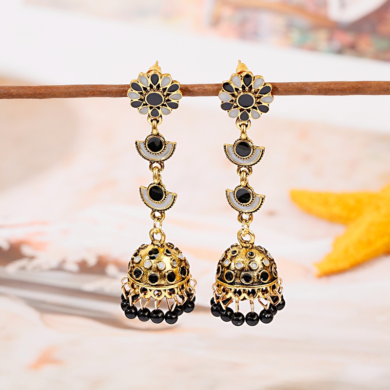 Jhumka jhumki多色ビーズタッセルインド女性の花ロ - Indian Wedding Supply のレビューと価格