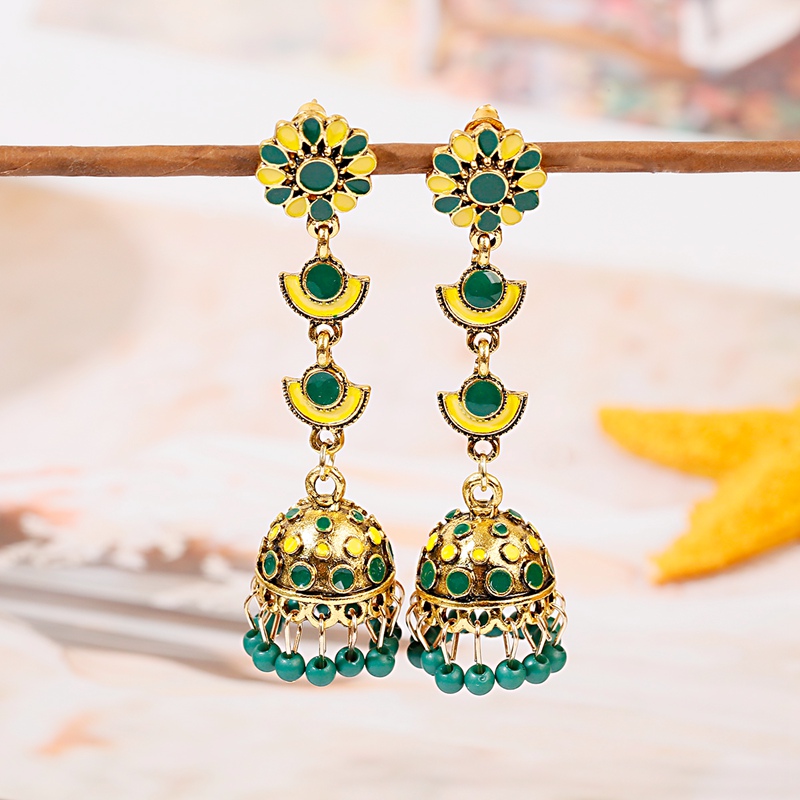 Jhumka jhumki多色ビーズタッセルインド女性の花ロ - Indian Wedding Supply のレビューと価格