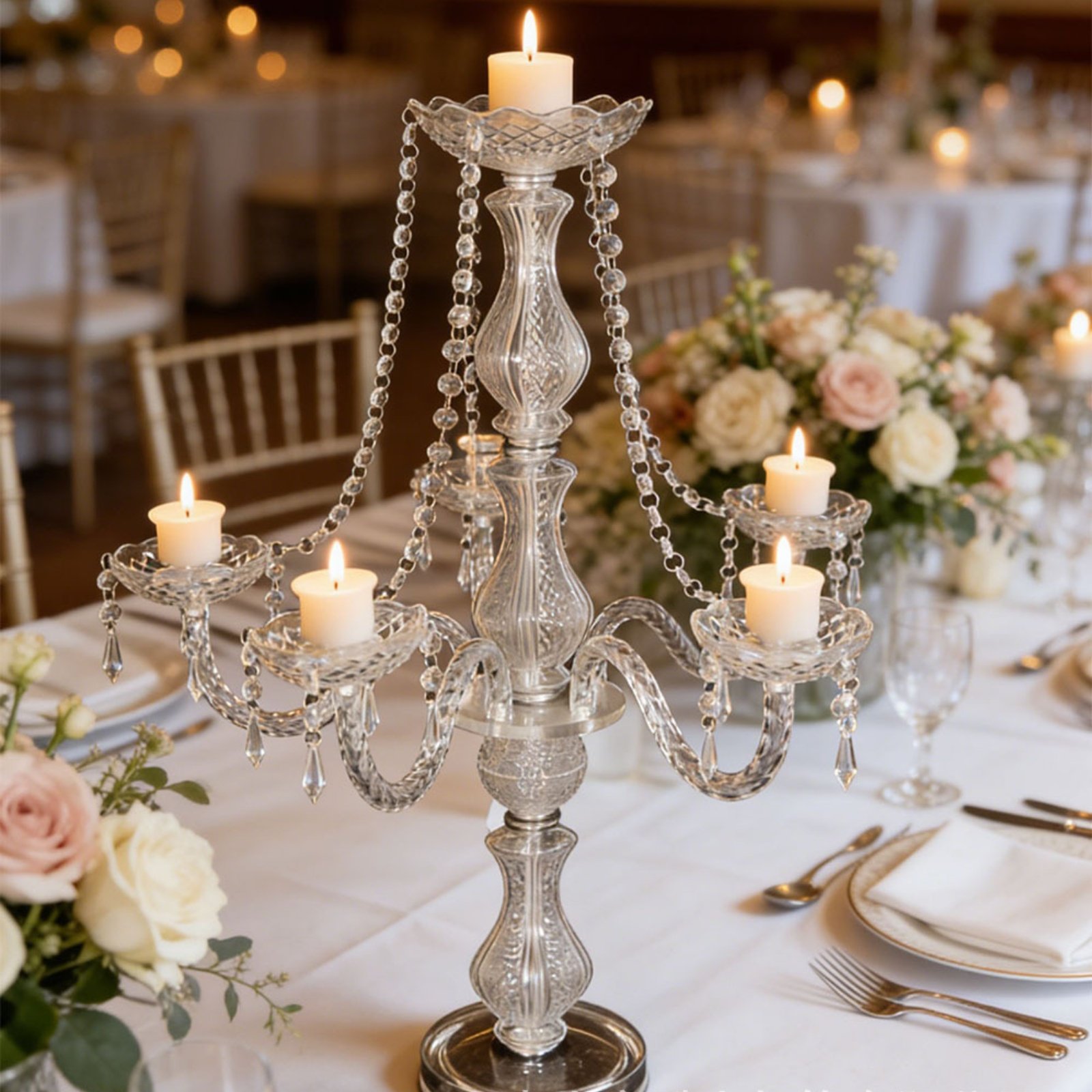 クリスタル燭台 エレガントなウェディング燭台 クリスタルキャ - Wedding Decoration Supply のレビューと価格