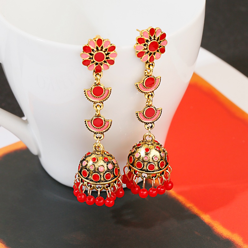 エスニックロングピンクの花 Jhumka イヤリングジプシー - Indian Wedding Supply のレビューと価格