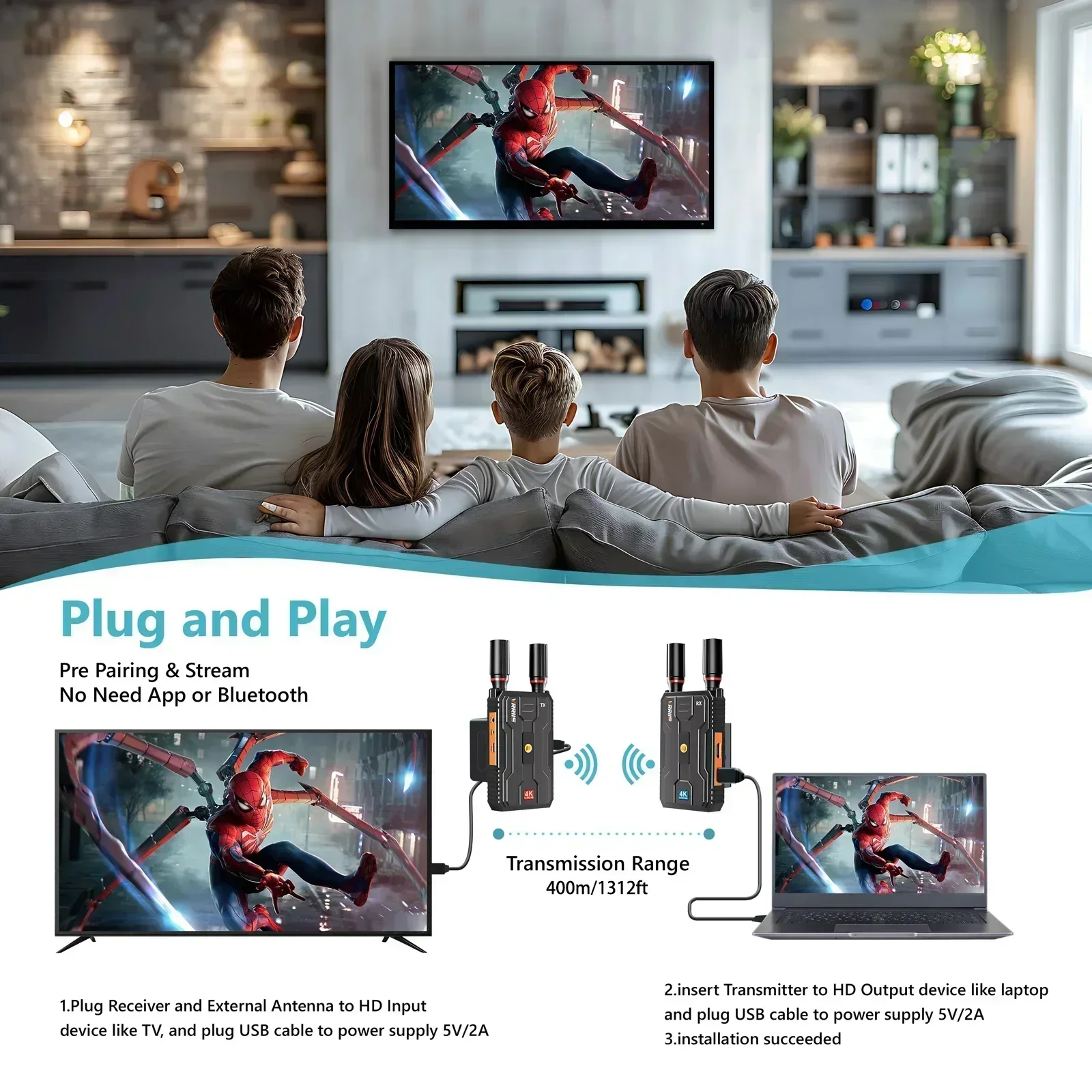 400 メートル 5G 4K ワイヤレスビデオトランスミッタ - Wedding Support のレビューと価格