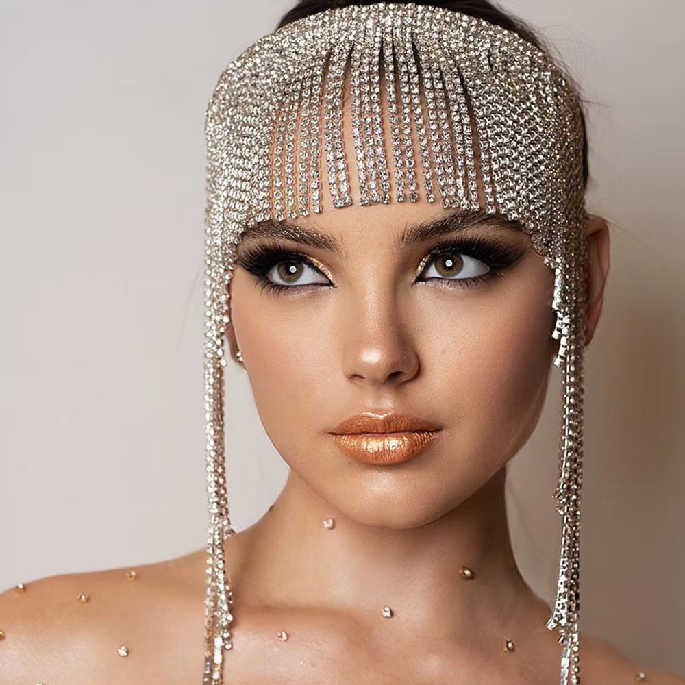 ボヘミアンクリスタルタッセルヘアチェーン,ヘッドバンド,ウェ - Indian Wedding Supply のレビューと価格
