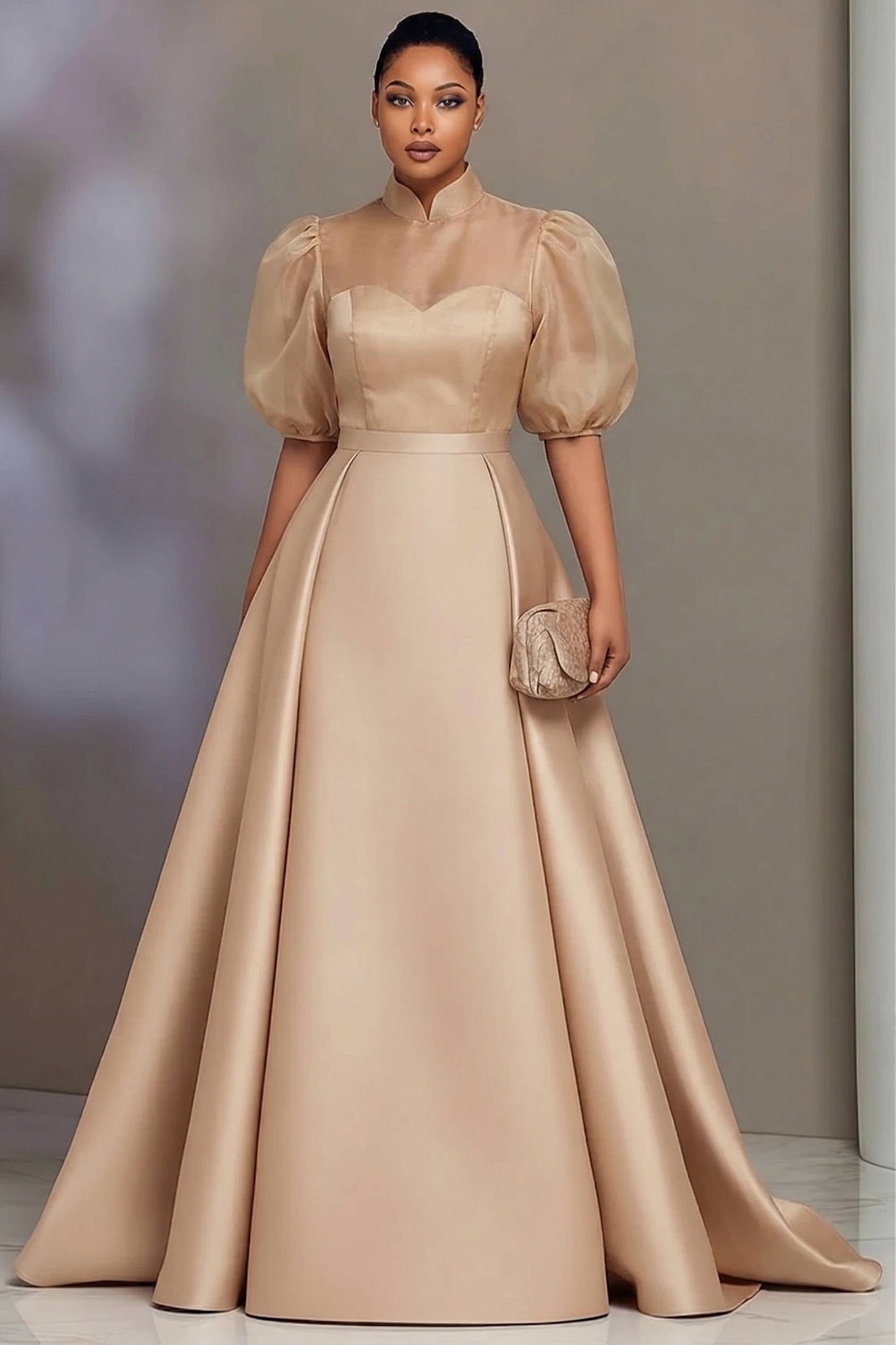 プラスサイズ エレガント サテン プロムドレス レディース  - Wedding Support のレビューと価格