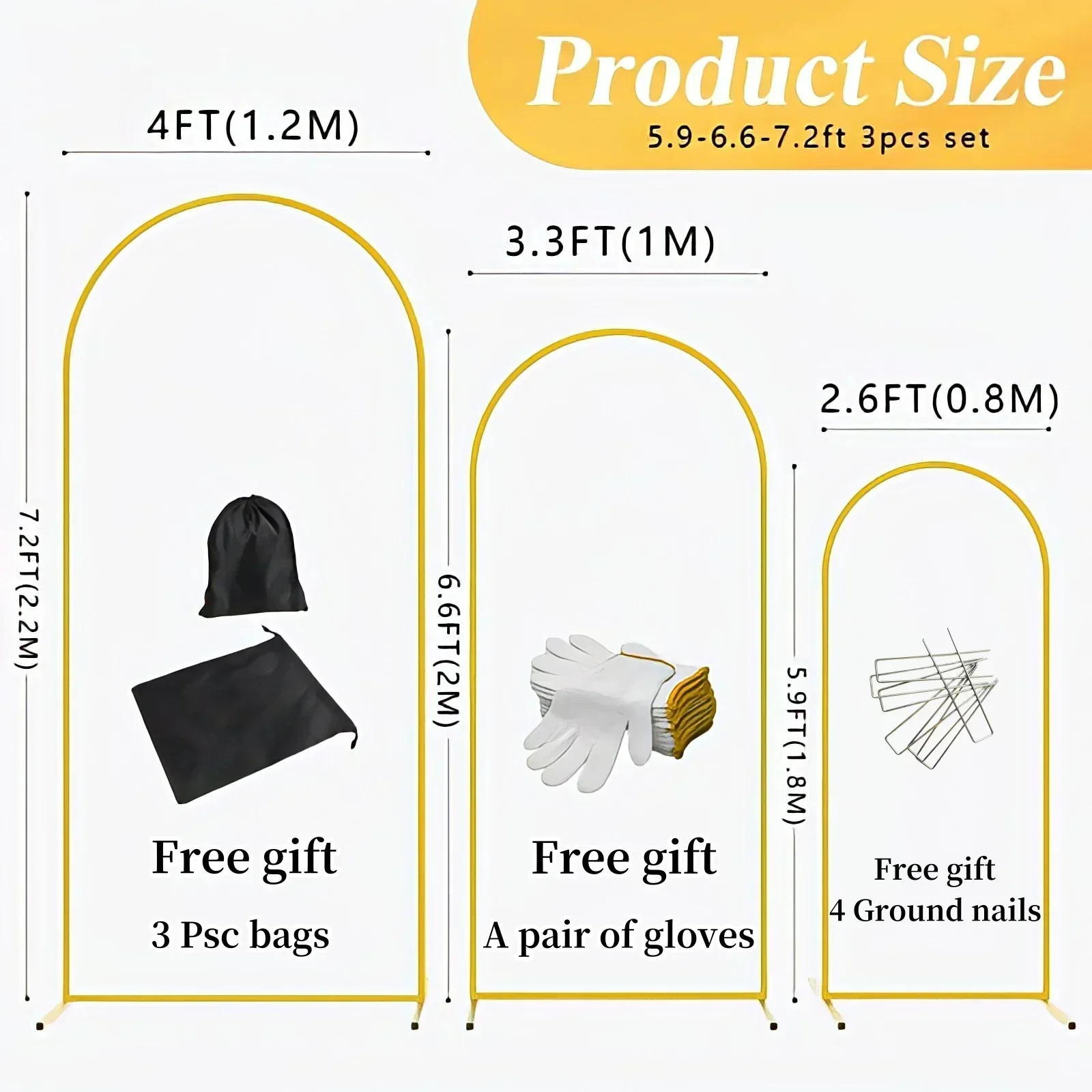 EU 倉庫ゴールドメタルバルーンアーチセット大型ウェディング - Wedding Support のレビューと価格