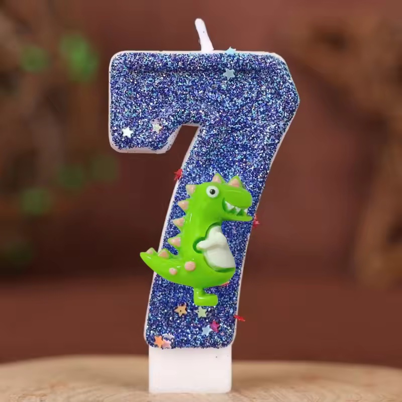 新しい0-9数字のバースデーキャンドル、オリジナルの青い恐竜 - Unity Candle Set のレビューと価格