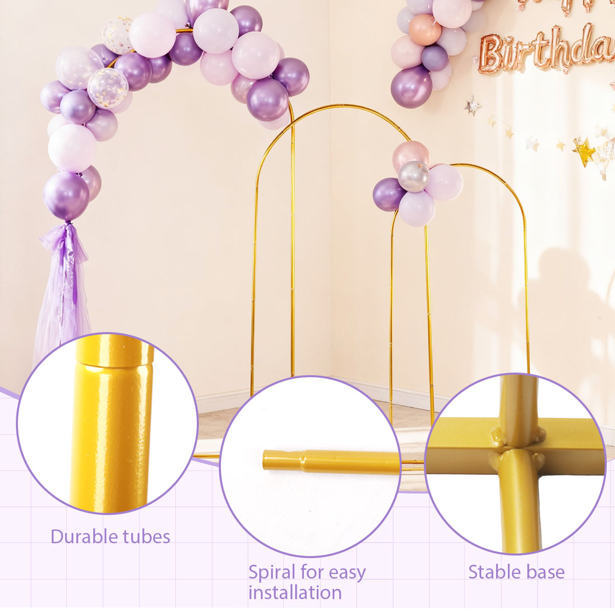 3パック ゴールデンメタルアーチキット、調節可能＆ポータブル - Wedding Support のレビューと価格